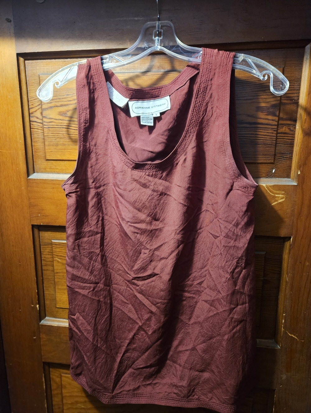 Vtg Adrienne Vittadini 100% Silk Sleeveless Tank Top - Wine